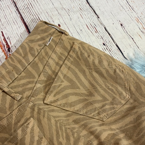 Mother The Looker Ankle Fray Sweet Stripes Skinny Animal Print Tan Jeans - Picture 12 of 12